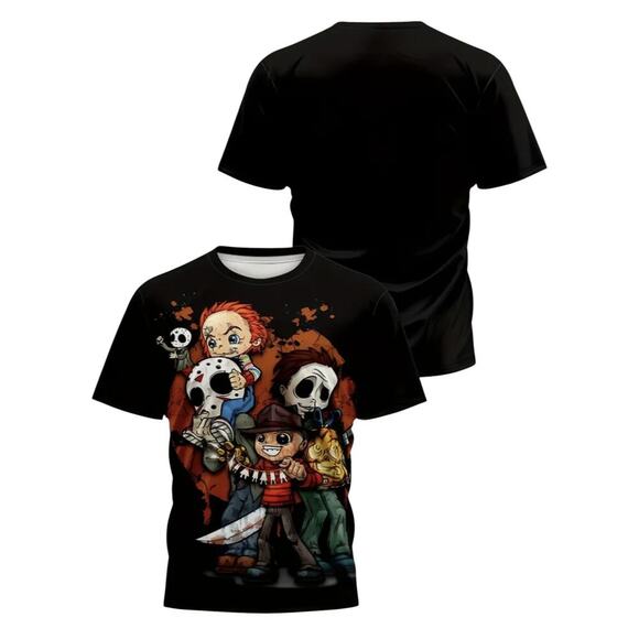 Men’s XL Horror Movie Characters Anime Graphic T-Shirt US 42 New - Picture 3 of 12